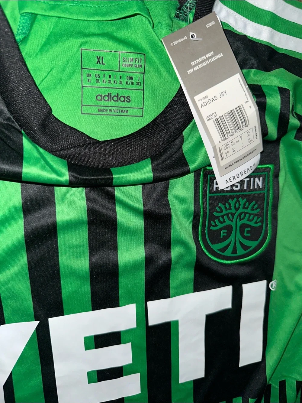Adidas Austin FC 23/24 Authentic Home Jersey XL Slim Fit Green Black MLS #5